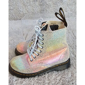 Doc Martens 1460 Toddler Girls Rainbow Iridescent Patent Leather Boots- Size‎ 8